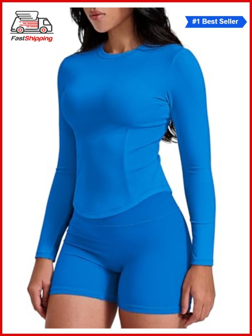 Women's Long Sleeve Cropped Workout Top Slim Fit Athletic Gym Shirt